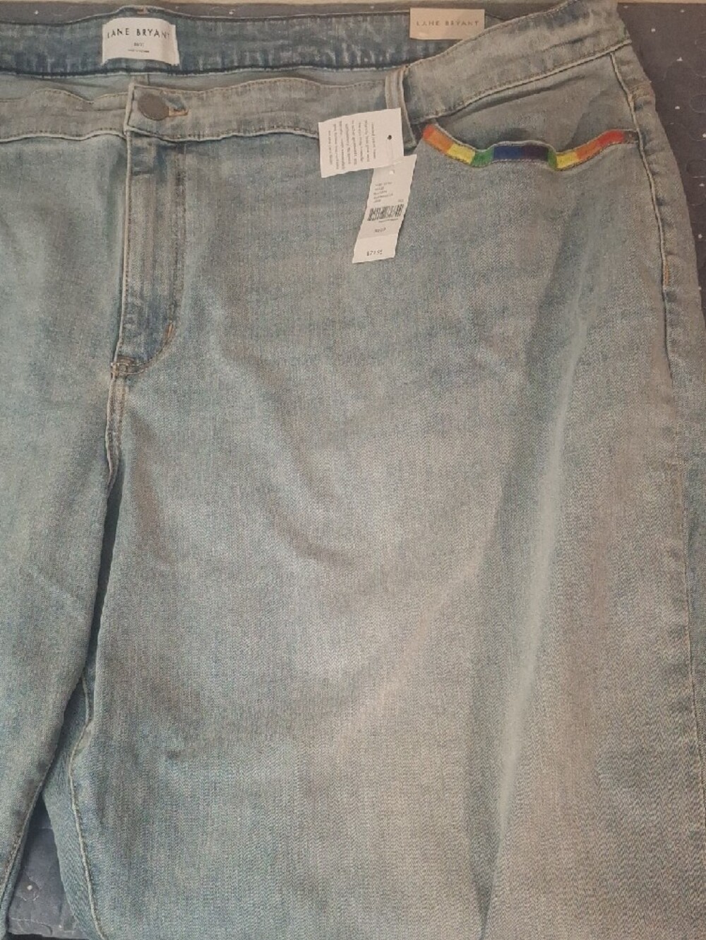 Lane Bryant Capri Jeans with Rainbow Pocket Embroidery size 30/32 NWT - Picture 5 of 8